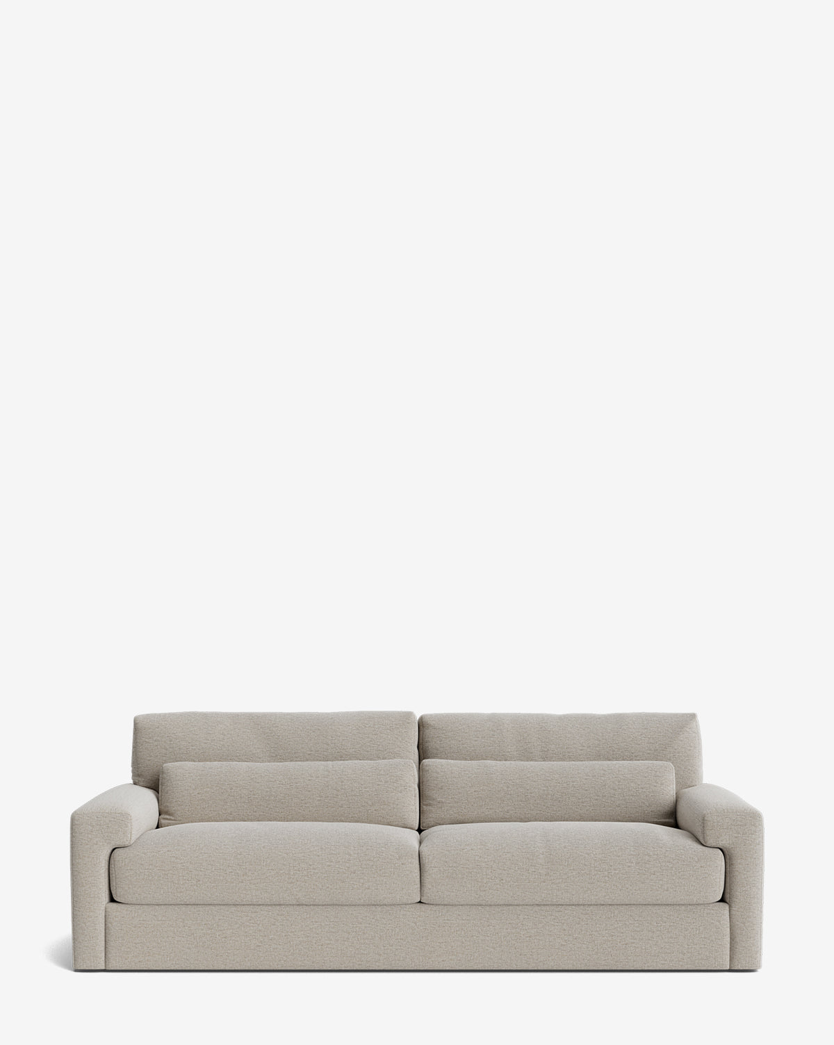 A modern Beckstead Sofa 92 in light gray with plush cushions and low, angled armrests, set against a plain white background by McGee & Co.