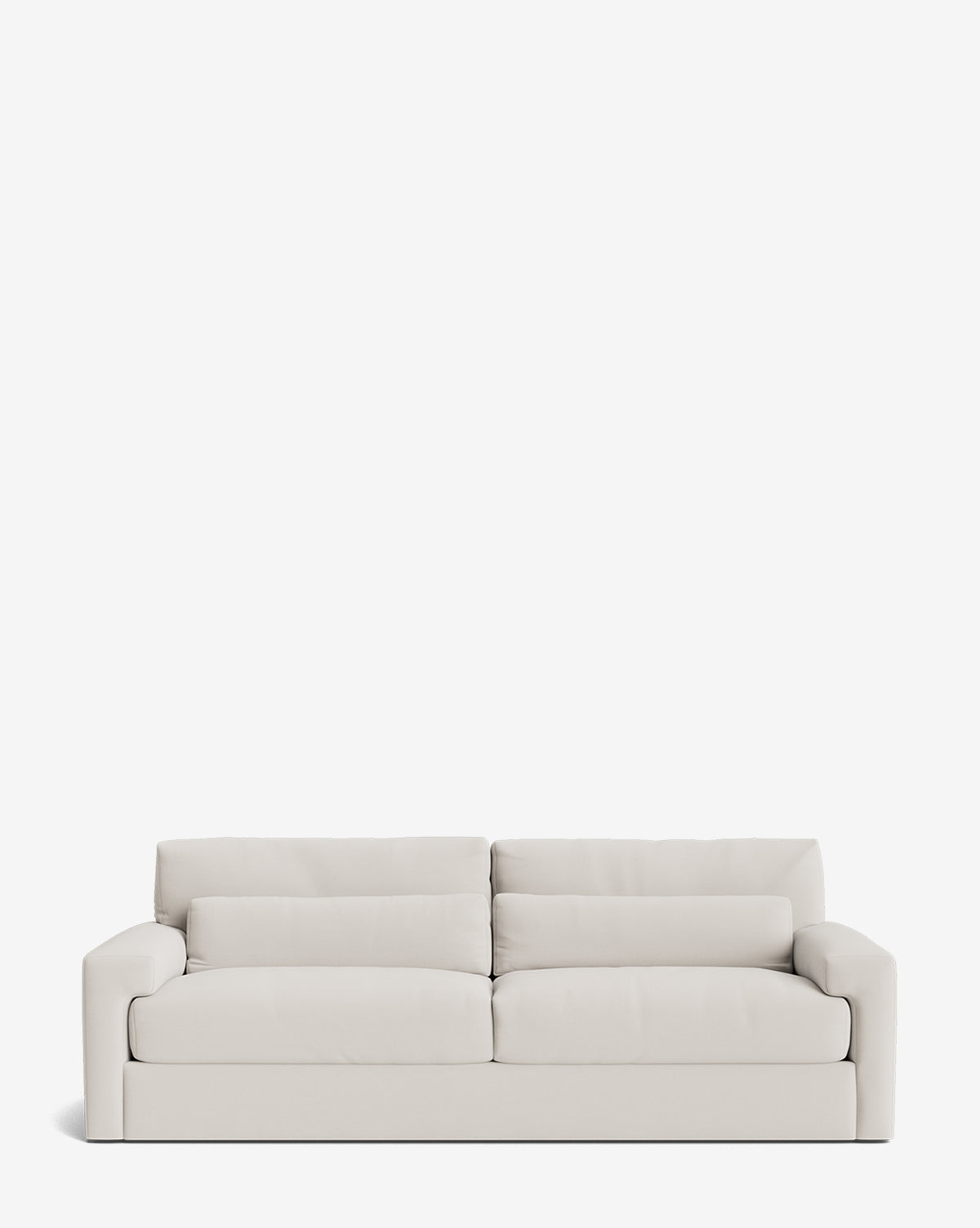 The Beckstead Sofa 92 features a modern, minimalist design in light beige with wide armrests and plush cushions, set against a plain white background, by McGee & Co.