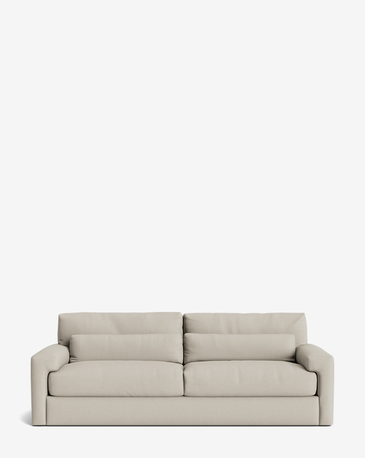 A modern Beckstead Sofa 92 in light beige, featuring thick cushions and low, rounded arms, displayed against a plain white background by McGee & Co.