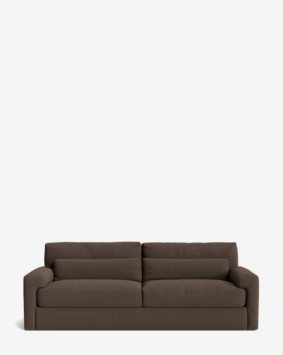 A modern Beckstead Sofa 92 with dark brown upholstery and plush seat and back cushions, displayed against a plain white background by McGee & Co.