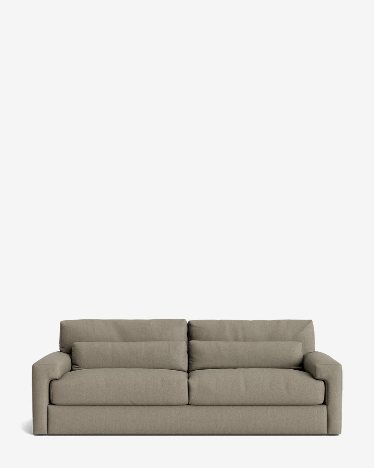 The Beckstead Sofa 92, in light gray upholstery with two seat and two back cushions, is set against a plain white background—a stylish, customizable addition to any contemporary space, by McGee & Co.