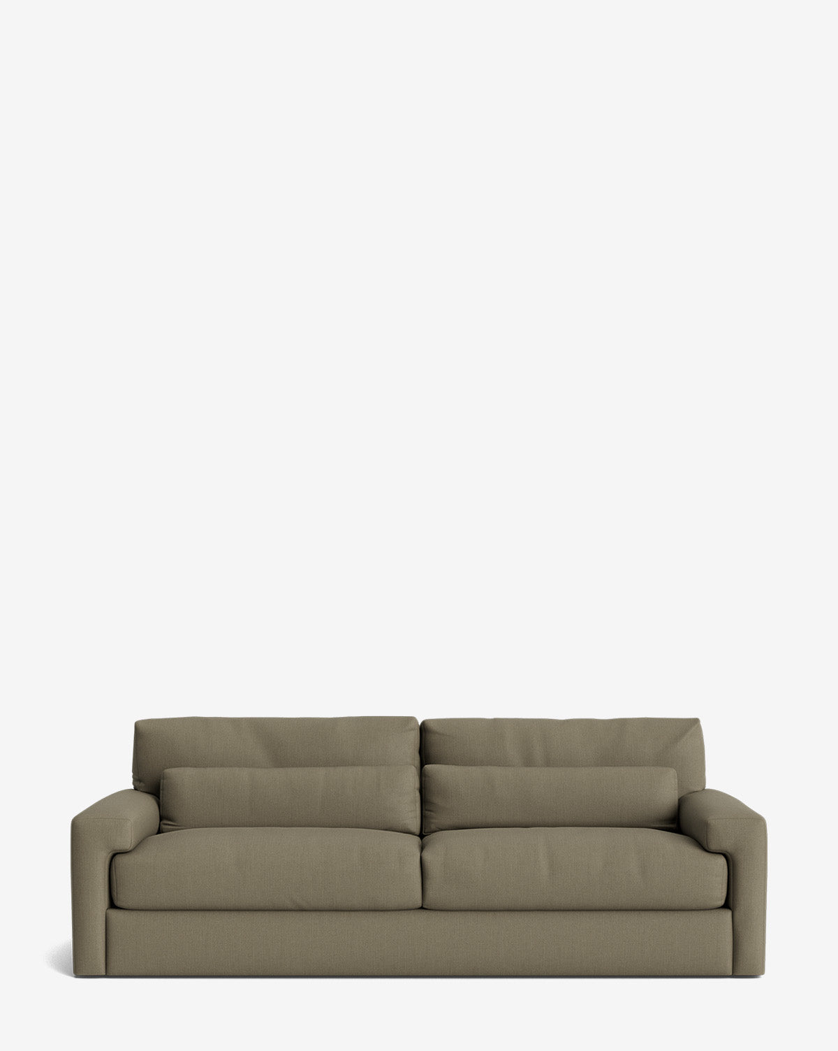 The Beckstead Sofa 92 is a modern olive-green fabric sofa with wide armrests and plush cushions, shown against a plain white background by McGee & Co.