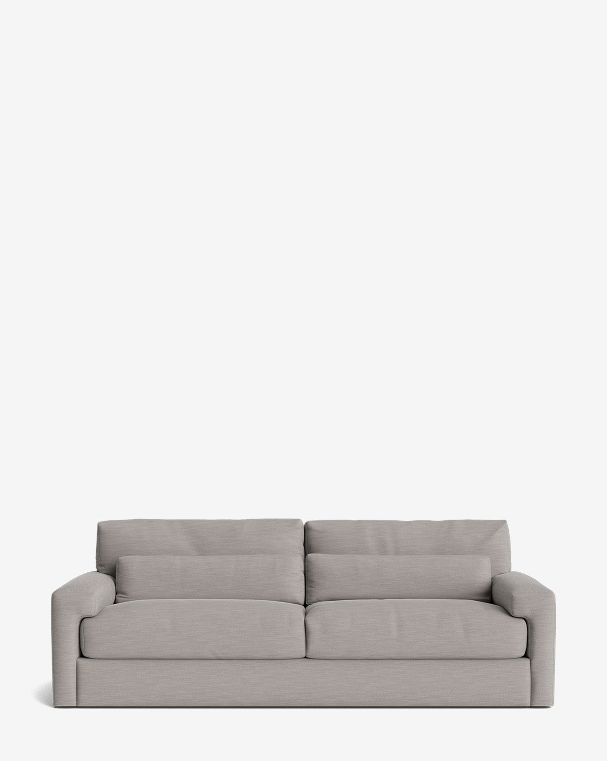 The Beckstead Sofa 92 is a modern, light gray fabric sofa with wide armrests and plush cushions, shown against a plain white background. This customizable piece blends style and comfort for any contemporary space by McGee & Co.