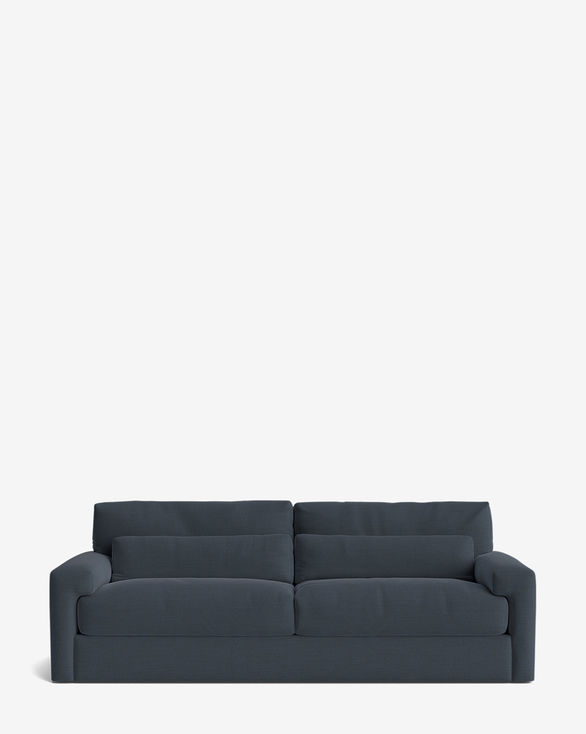 The Beckstead Sofa 92 is a modern, dark gray fabric sofa with wide cushioned seats, low arms, and a minimalist rectangular design, shown on a plain white background by McGee & Co.