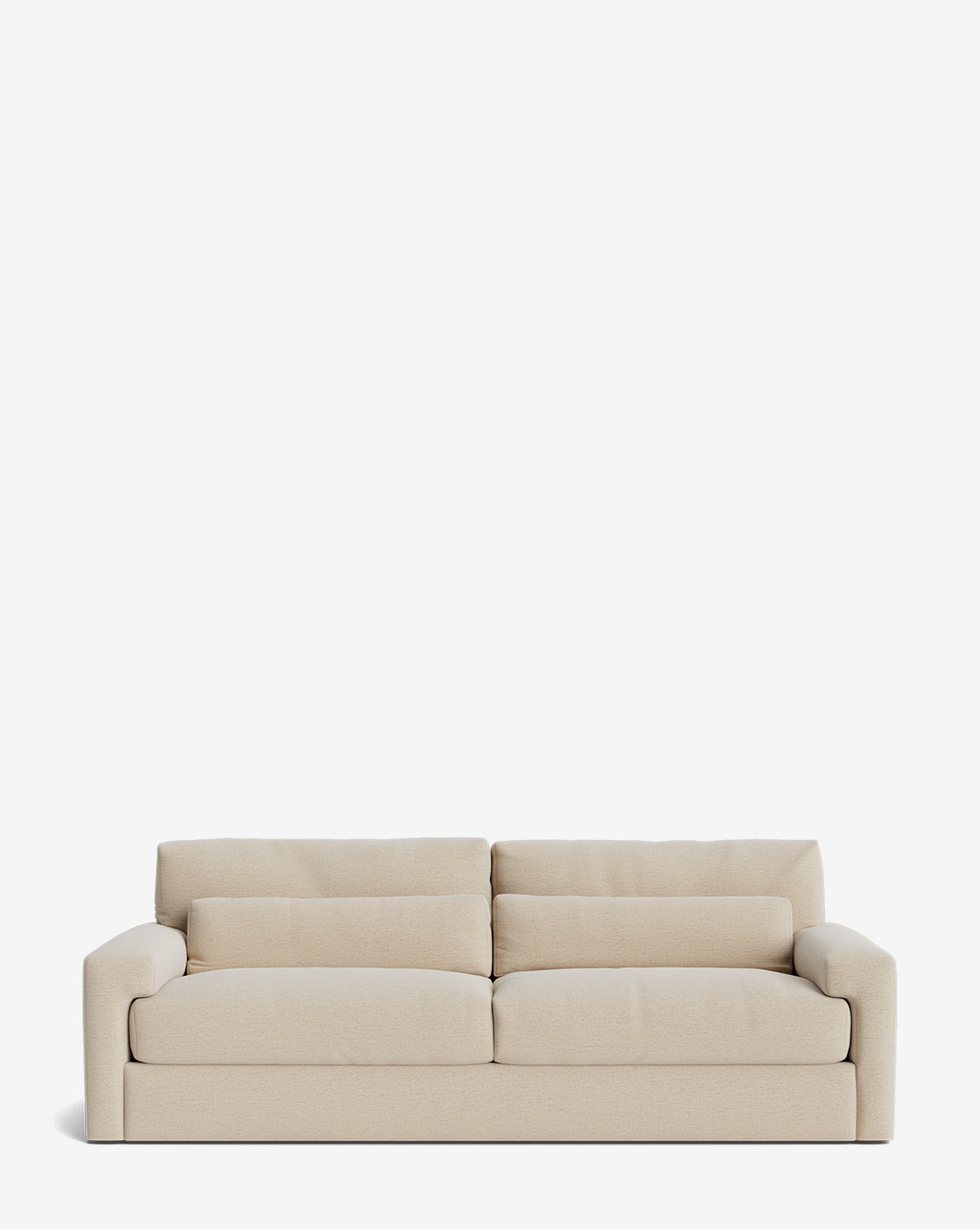 A modern Beckstead Sofa 92 in beige with plush cushions and rounded armrests, set against a plain white background. This customizable sofa combines comfort and style seamlessly, by McGee & Co.