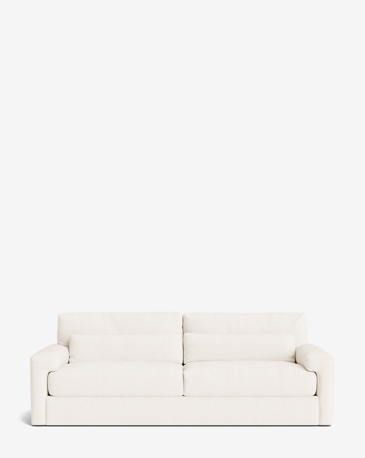 The Beckstead Sofa 92 is a modern, minimalist white sofa featuring plush cushions and wide armrests, shown against a plain white background by McGee & Co.
