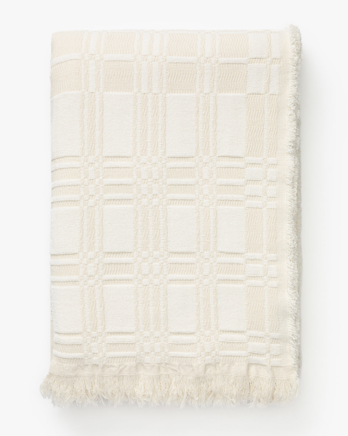 McGee & Co. cotton blanket for fall bedding styling in cream textured finish.