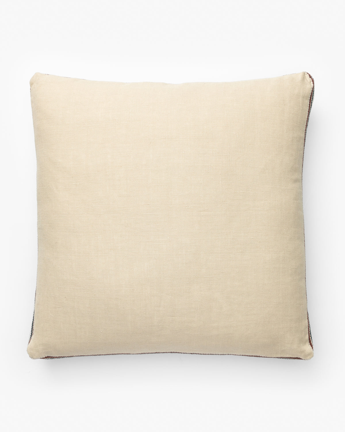 The Decorative Edge Pillow Cover is square and beige, featuring a plain linen design with a subtle striped gusset edge, displayed against a white background by McGee & Co.