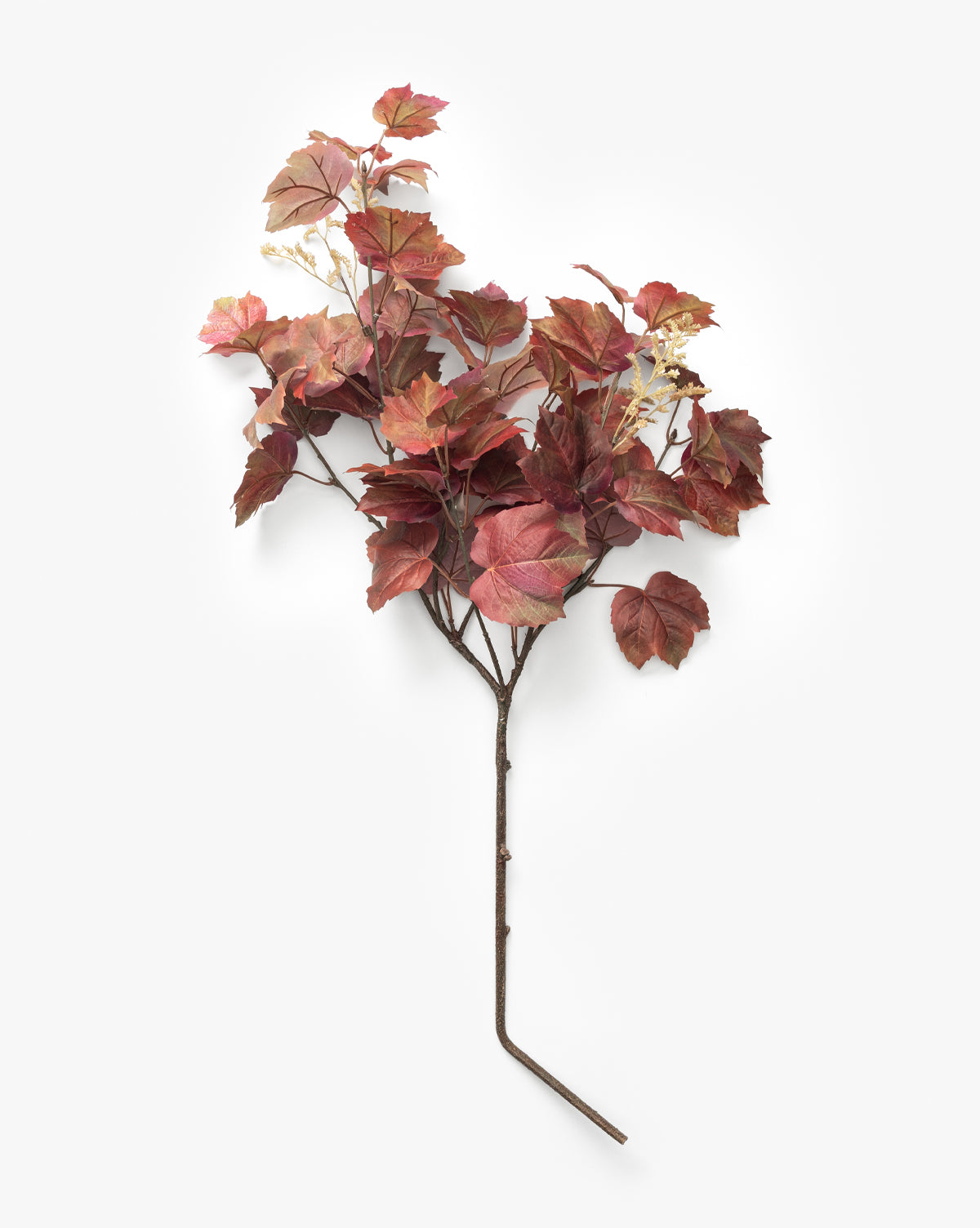 The Faux Autumn Grapevine Stem features multiple stems with rust-colored leaves, beautifully displayed against a plain white background, by McGee & Co.