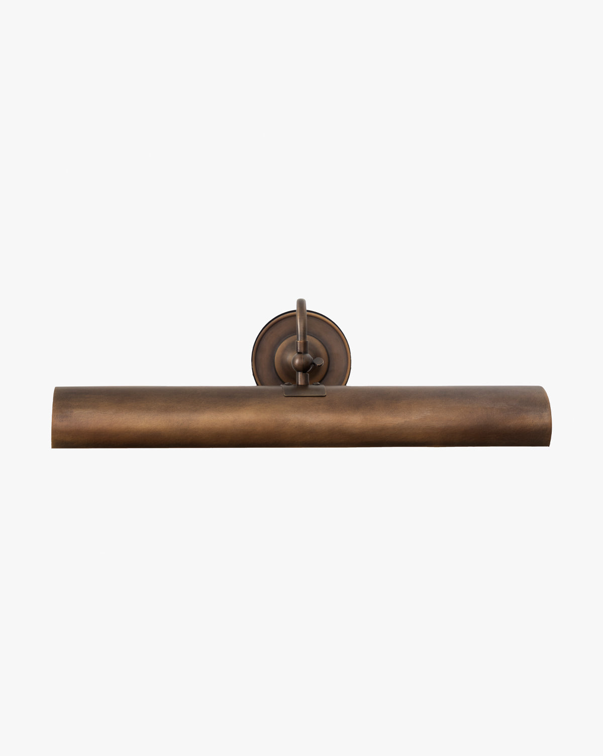 The Gallery Picture Sconce is a vintage-inspired, wall-mounted light with a cylindrical shade and round backplate in burnished bronze—ideal for illuminating artwork or photos with its brushed metal finish, by McGee & Co.