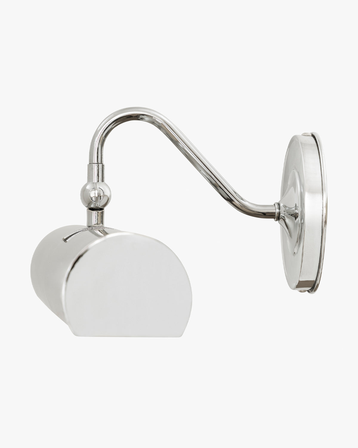 The Gallery Picture Sconce, finished in burnished bronze, features a curved arm and rounded cylindrical shade mounted on a circular base, shown against a plain white background by McGee & Co.