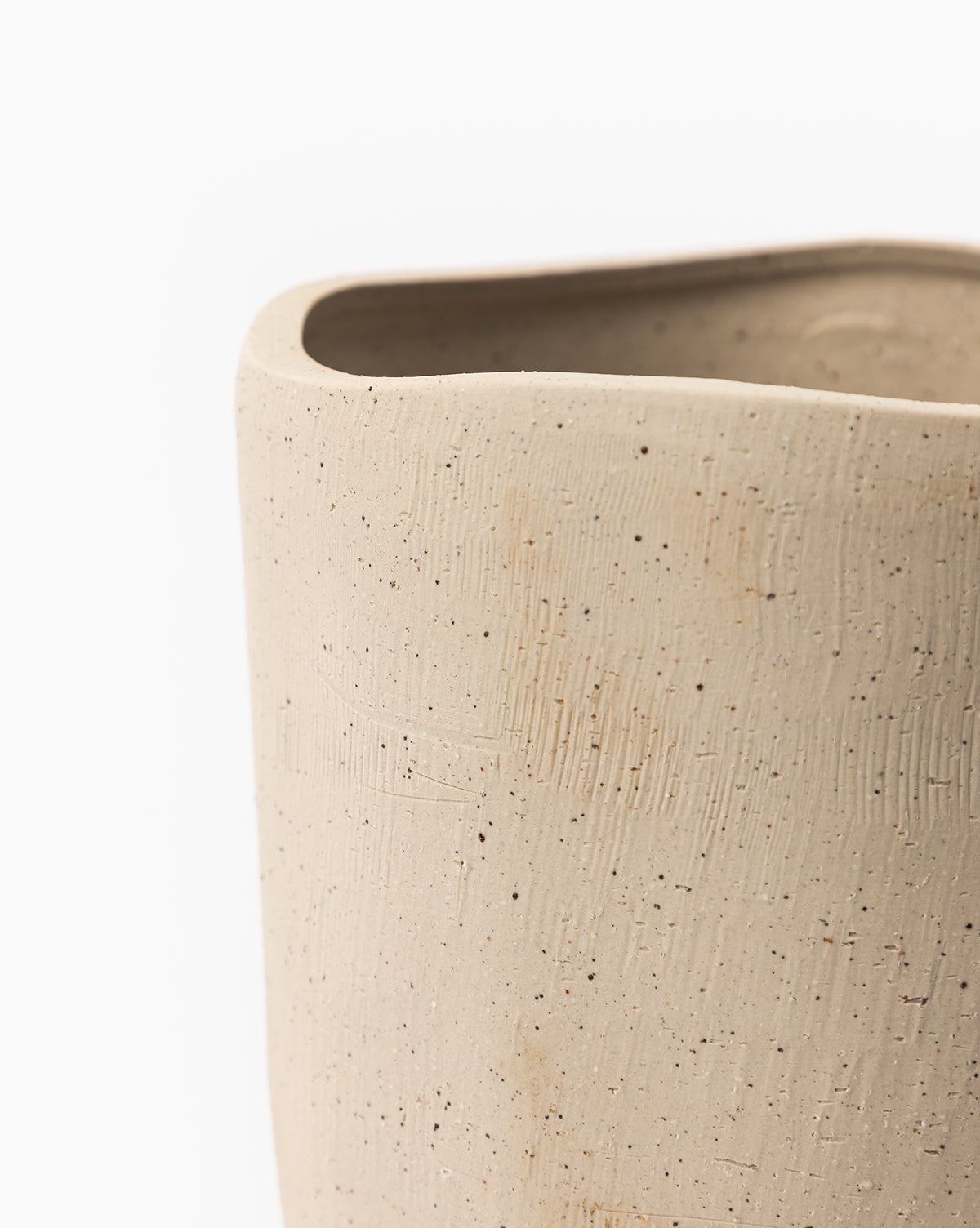Close up detail of Gray Speckled Planter with ceramic texture from McGee & Co.