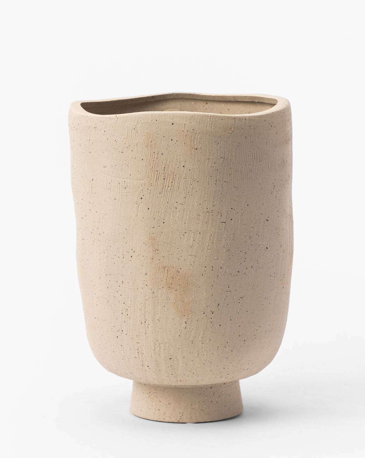 Large Gray Speckled Planter, 8” Dia. x 11” H, ceramic with speckled finish, ideal for statement plants, from McGee & Co.