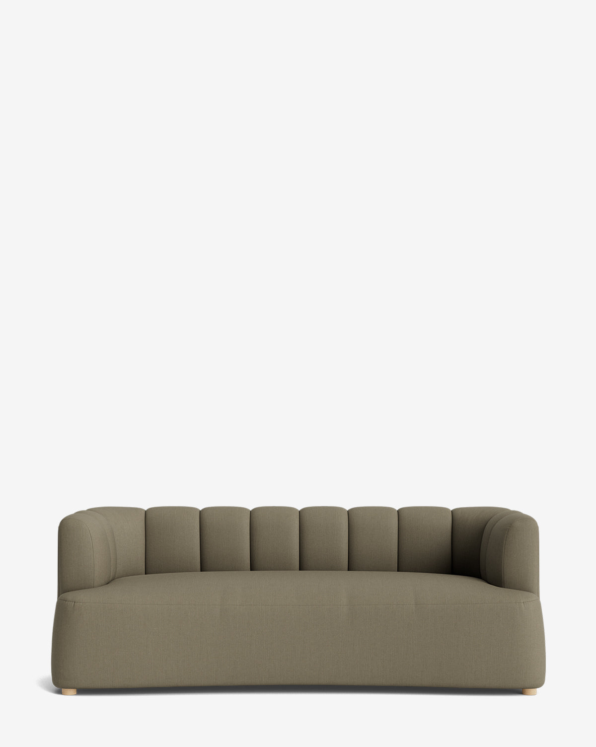 The Ines Sofa 90 features a modern, low-profile design in olive-green velvet with rounded arms and a tufted backrest, shown against a plain white background, by McGee & Co.