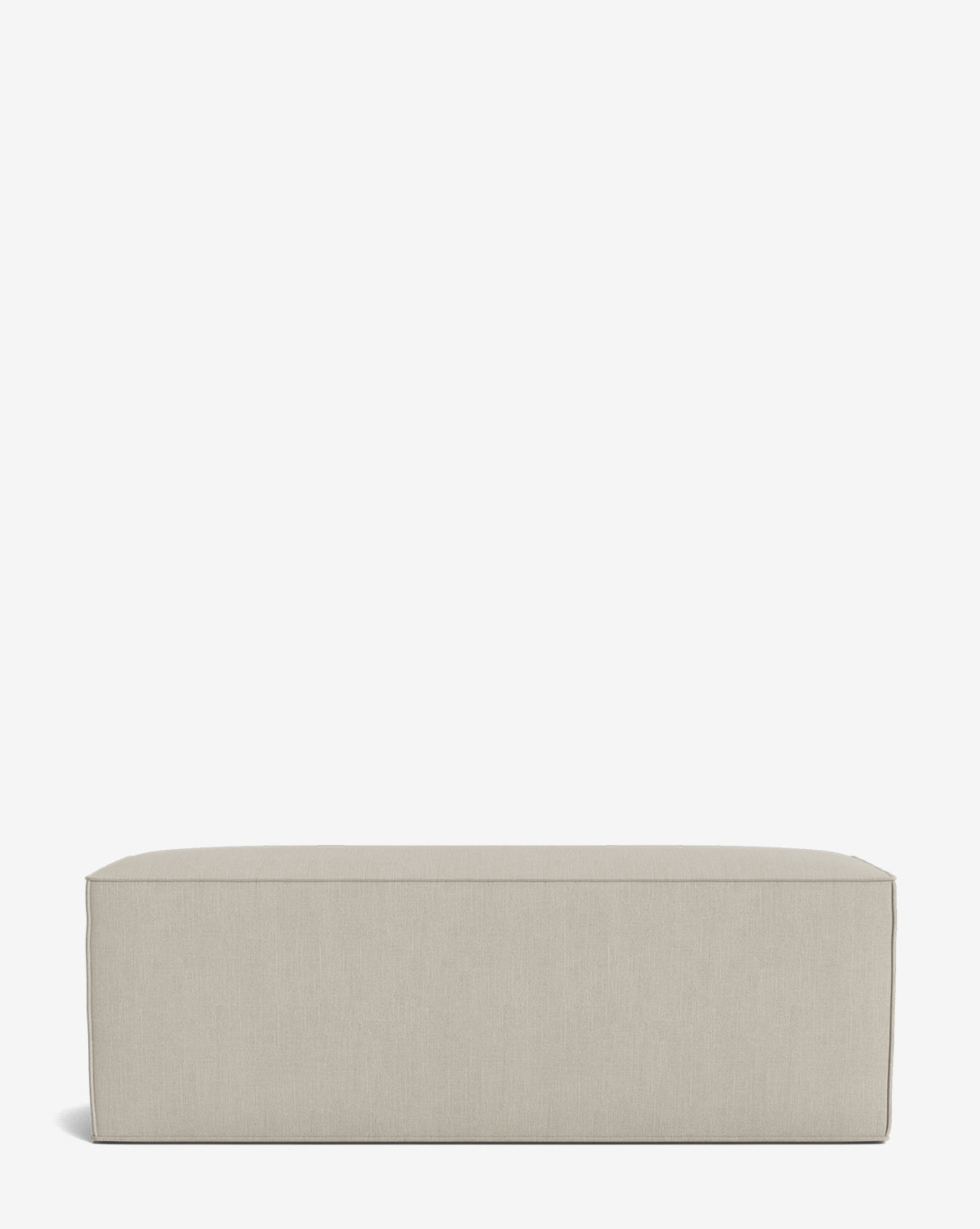 The Johannes Bench is a rectangular, light beige cushioned bench with clean lines and a minimalist design, set against a plain white background—an elegant and timeless piece for any space, by McGee & Co.