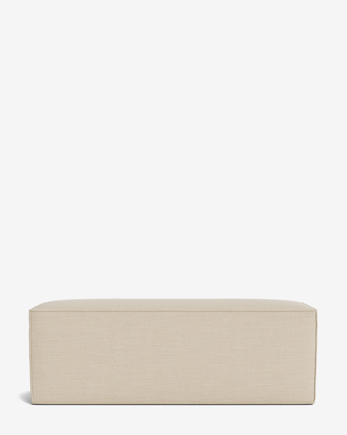 The Johannes Bench is a rectangular, beige bench with a smooth fabric finish and soft cushioning, offering modern style and comfort, displayed on a plain white background by McGee & Co.