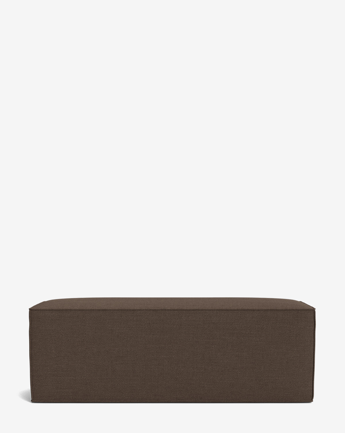 The Johannes Bench features a rectangular, dark brown cushioned seat with clean, straight edges—ideal for modern or contemporary spaces. Set against a plain white background, it adds style and comfort to any room by McGee & Co.