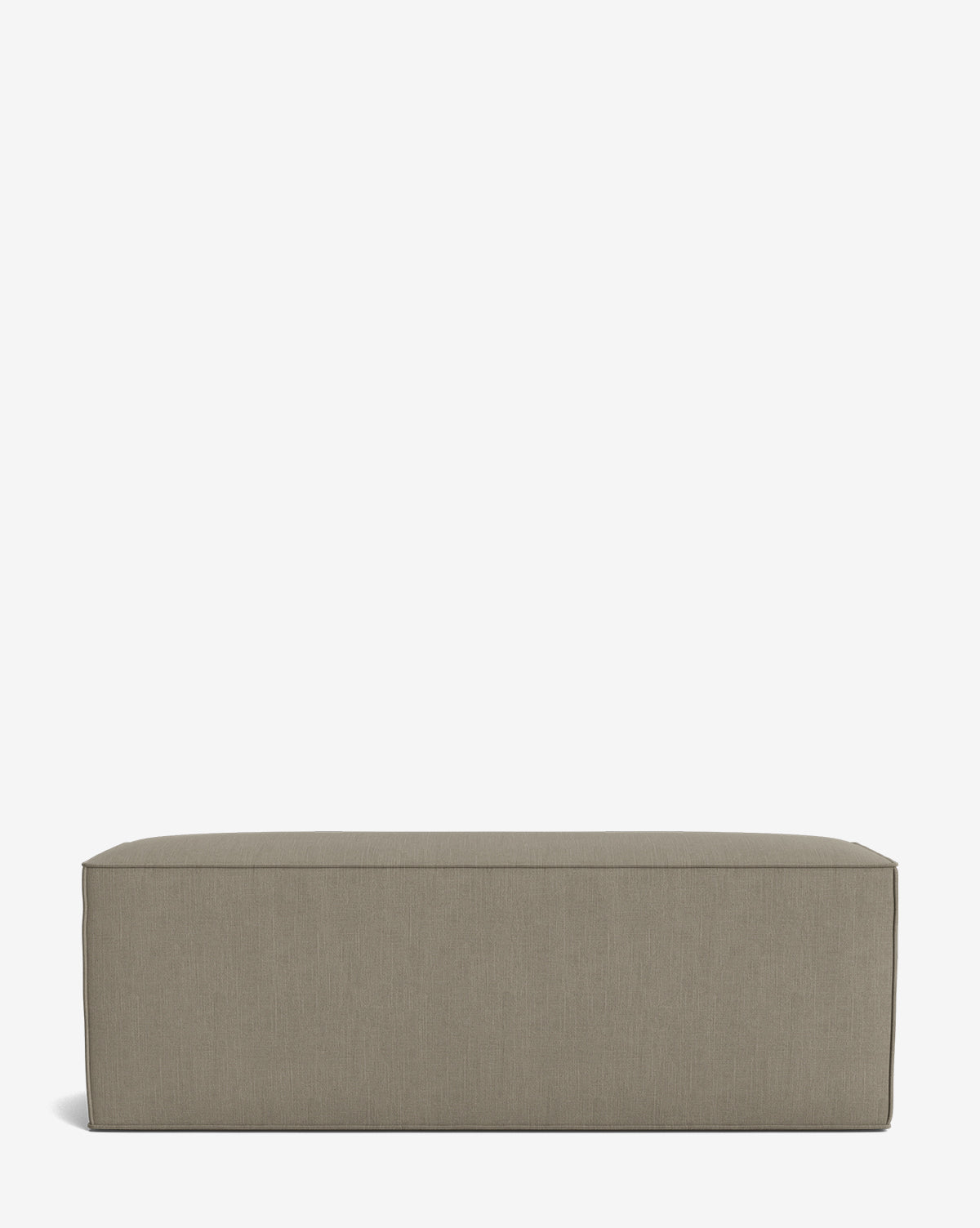 The Johannes Bench features a rectangular shape, light gray cushioning, and clean lines for a modern look, shown here against a plain white background by McGee & Co.
