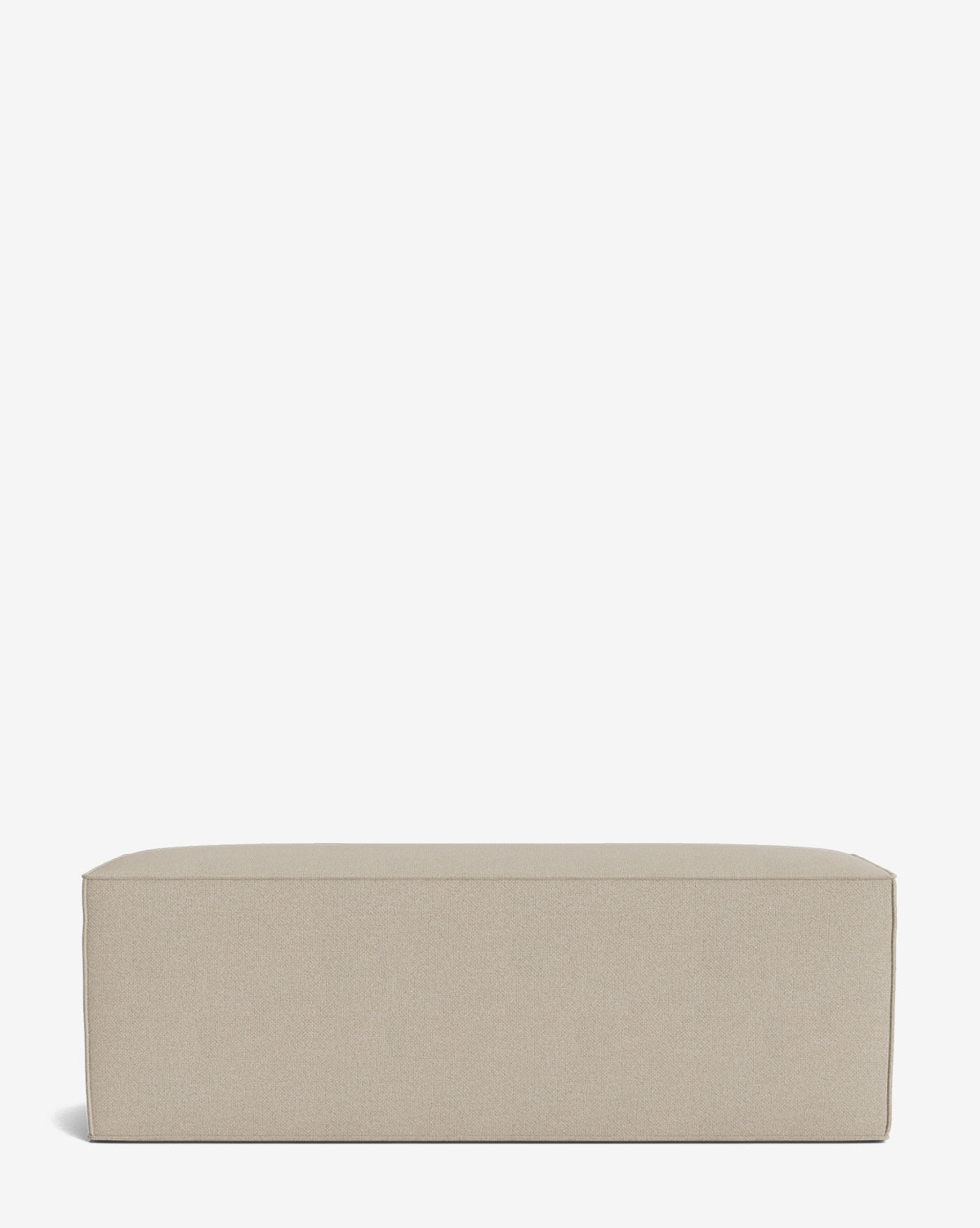 The Johannes Bench is a rectangular, beige ottoman with a smooth fabric surface and cushioned top, displayed against a plain white background by McGee & Co.