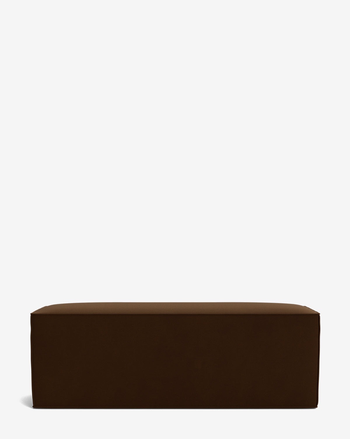 The Johannes Bench is a rectangular, dark brown cushioned bench featuring a simple, minimalist design, shown against a plain white background by McGee & Co.