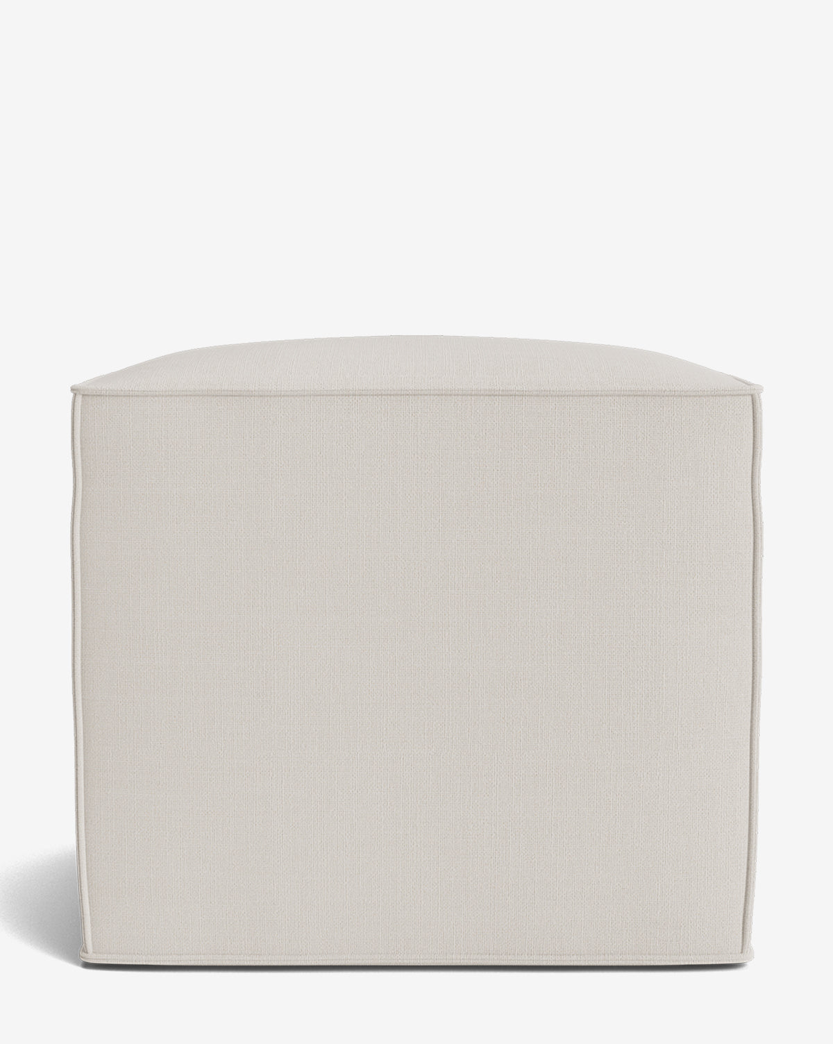 The Johannes Cube ottoman features a simple, beige, square design with a cushioned seat and clean edges, shown on a plain white background, by McGee & Co.