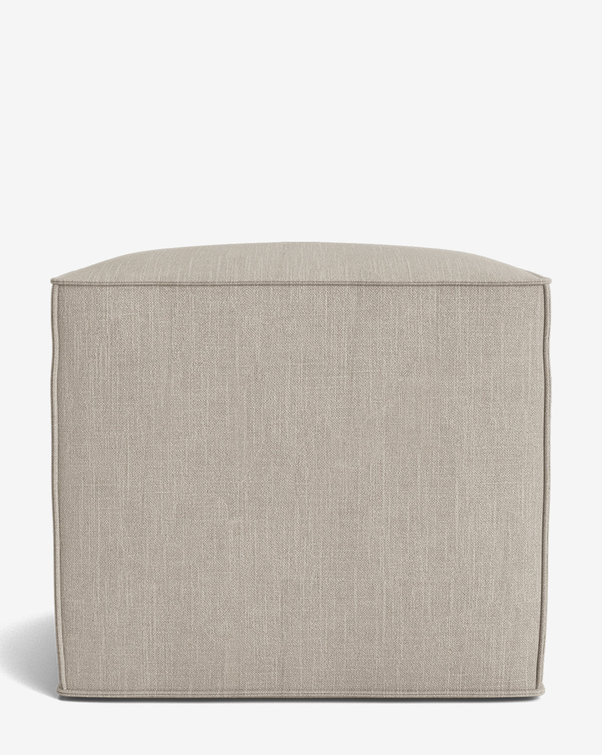 The Johannes Cube is a beige, square ottoman with clean lines and a modern design, featuring a cushioned seat, by McGee & Co. It is shown against a plain white background.