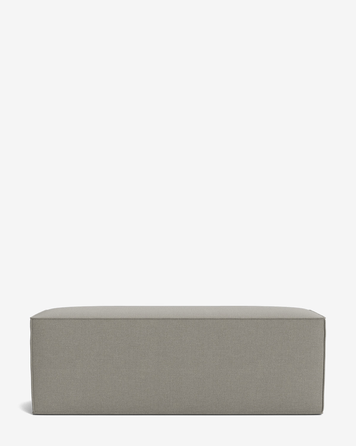 A rectangular Johannes Bench by Rowe Fine Furniture, Inc. in light gray with clean lines and a cushioned, smooth fabric seat is set against a plain white background. McGee & Co.