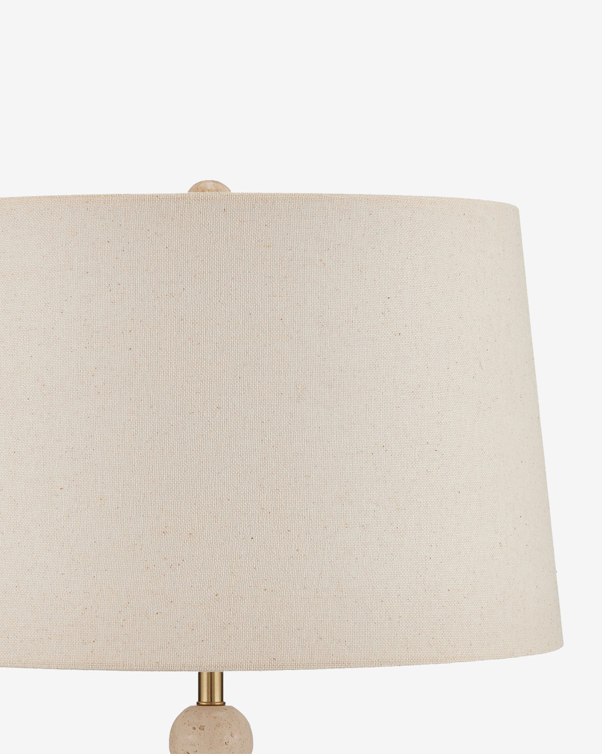 The Niobe Table Lamp features a beige flax linen shade with a simple rounded shape and matching top knob, displayed on a plain white background by McGee & Co.