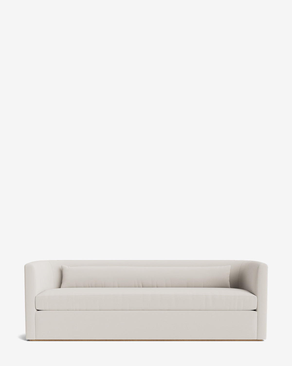 The Reese Sofa (84-96), a modern minimalist piece with low arms, a straight back, smooth fabric upholstery, and down-wrapped cushions, is shown against a plain white background by McGee & Co.
