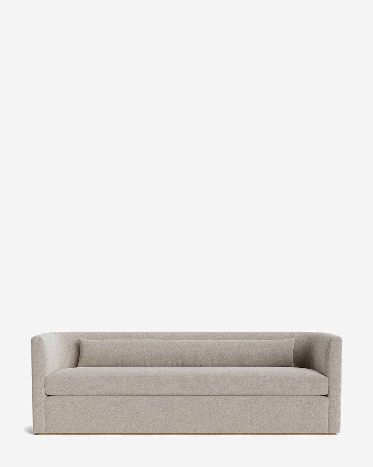 The Reese Sofa (84-96) showcases a modern light gray upholstery, straight back, low rounded arms, and a single down-wrapped cushion, set against a plain white background by McGee & Co.