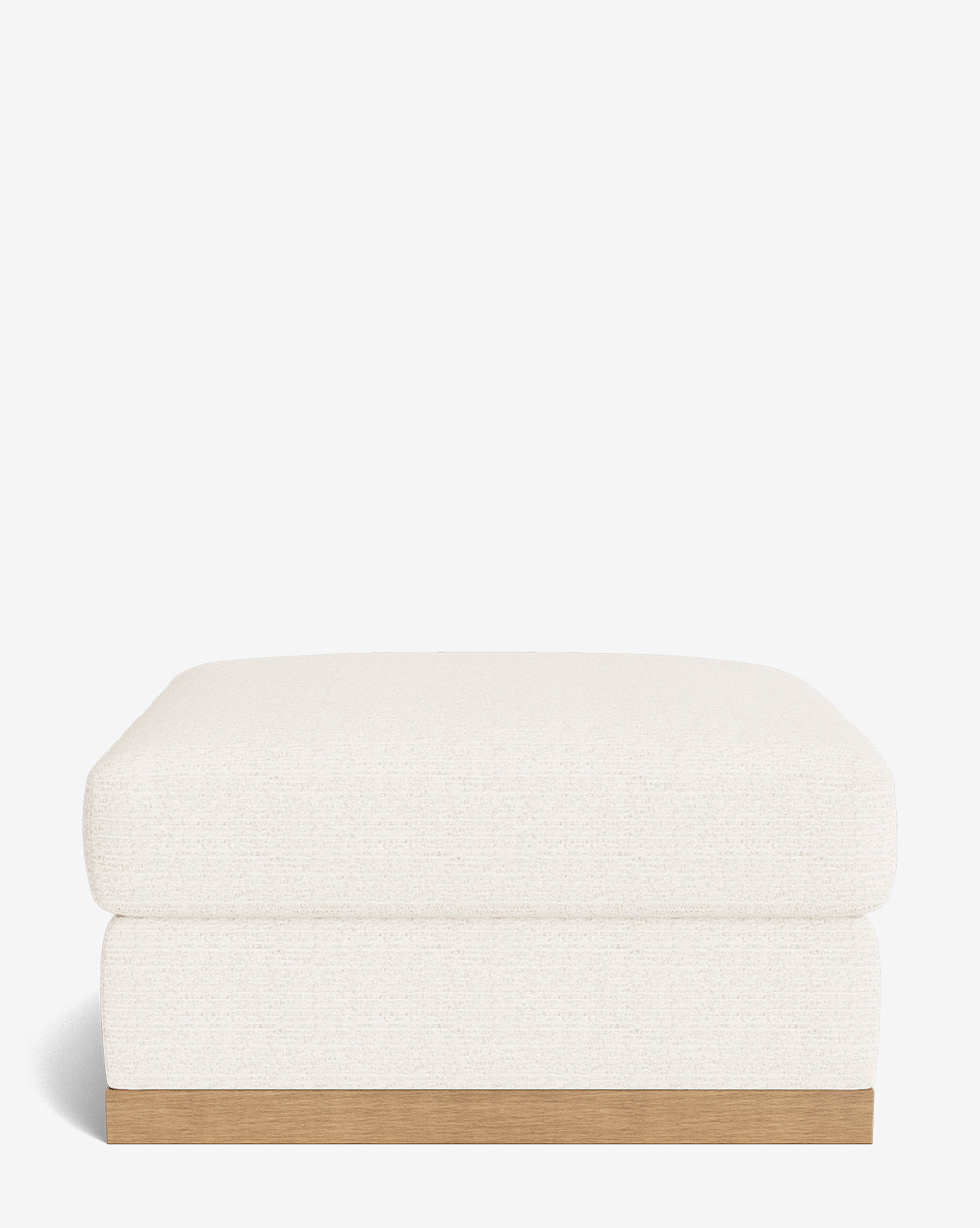 The Vernon Modular Ottoman features a modern rectangular design with off-white velvet upholstery and a simple wooden base, showcased against a plain white background, by McGee & Co.