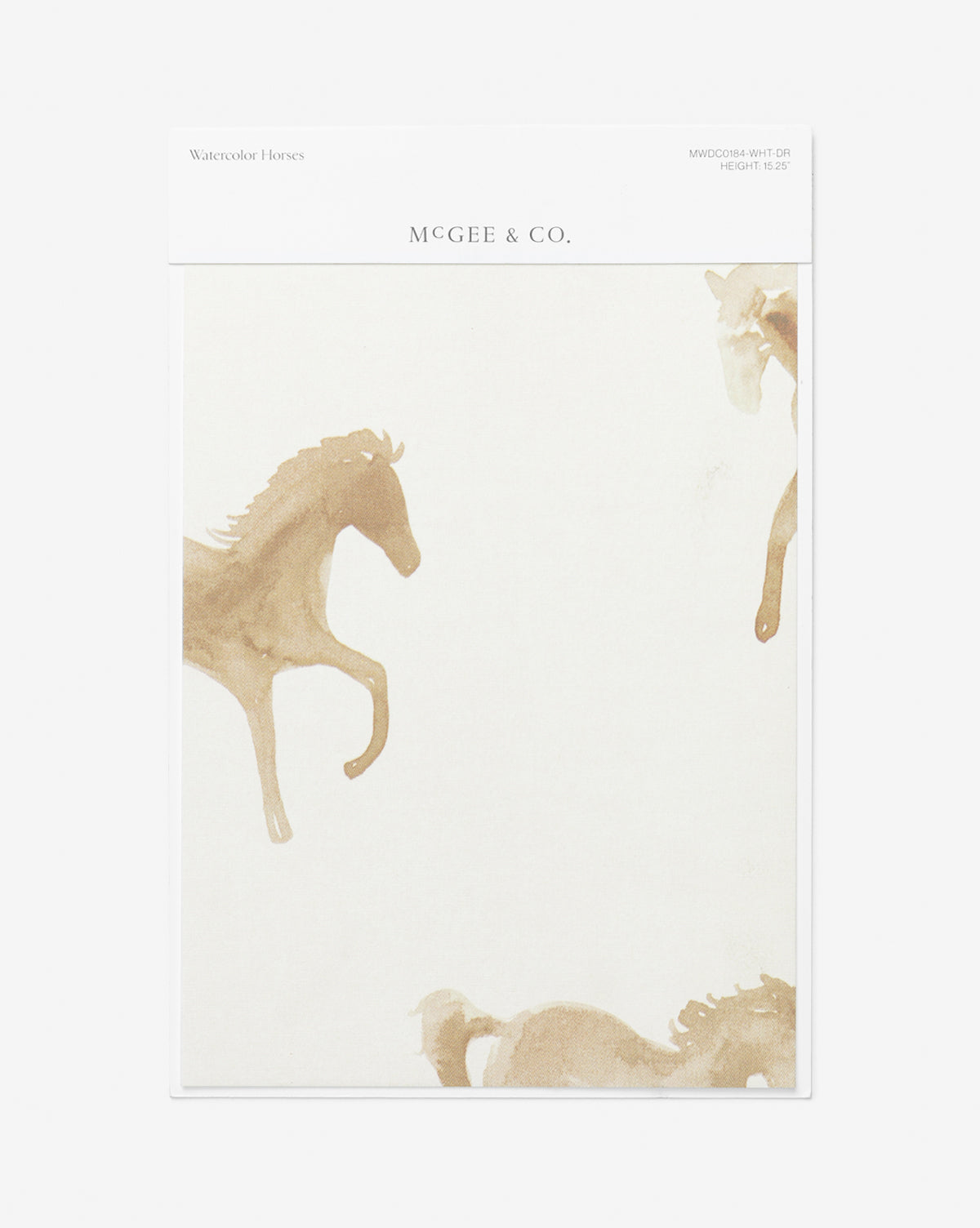 Certainly! Here’s your revised description, blending the exact string McGee & Co. at the end: --- A notepad with a white background and minimalist tan horse designs along the sides, inspired by the Watercolor Horses Wallpaper Swatch from York Wallcoverings. McGee & Co.