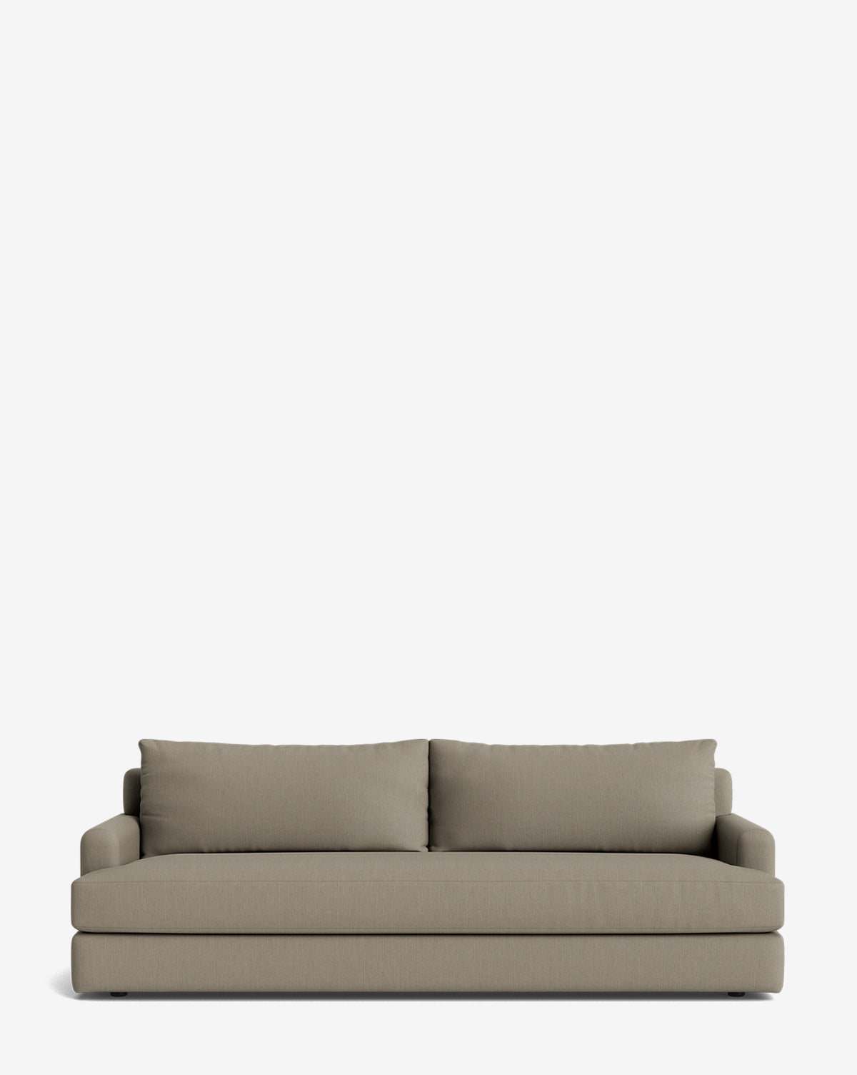A modern Winthrop Sofa 90 in light brown, featuring clean lines with two seat and two back cushions, is displayed against a plain white background, by McGee & Co.