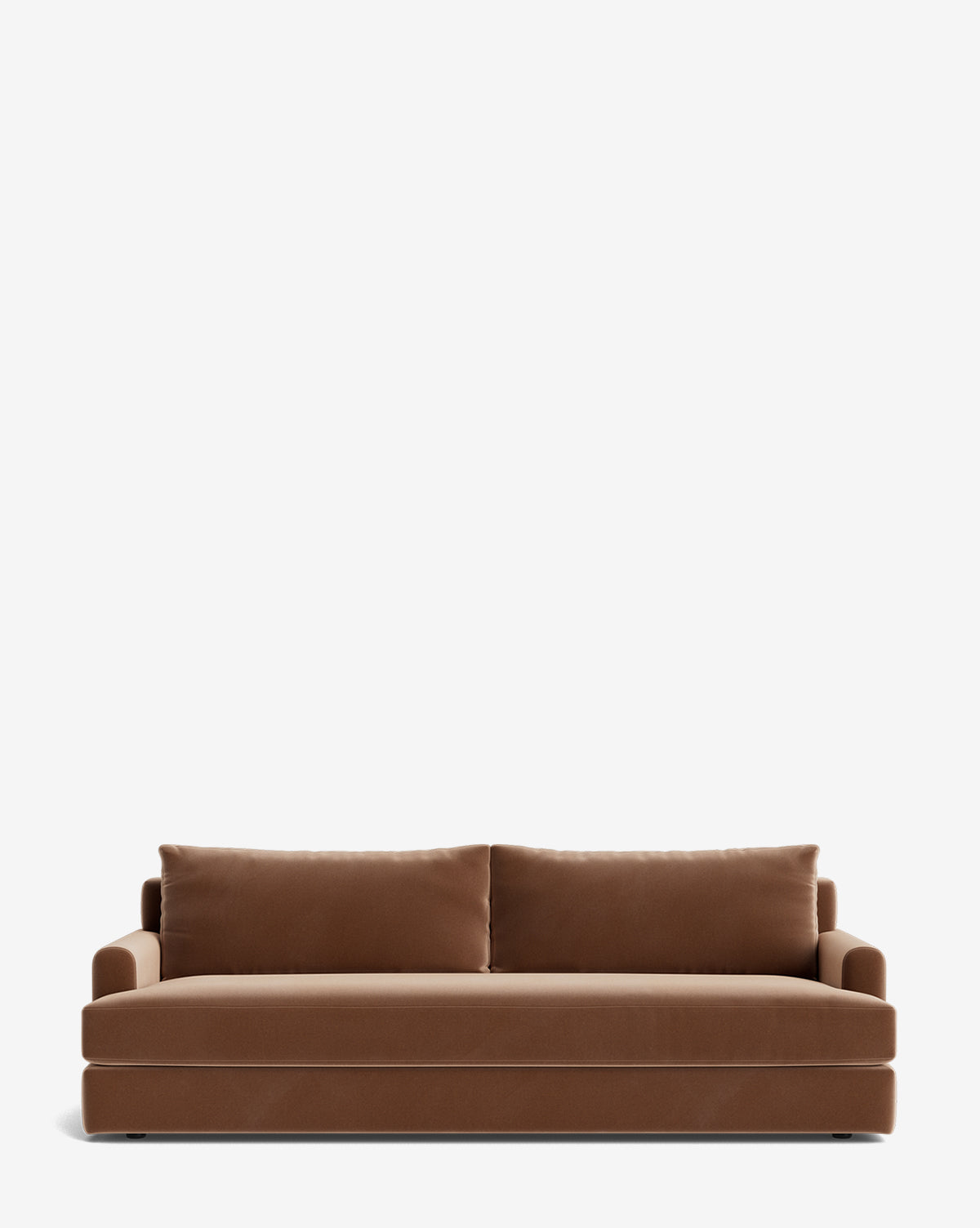 A modern, made-to-order Winthrop Sofa 90 with two large back cushions and wide armrests, set against a plain white background by McGee & Co.