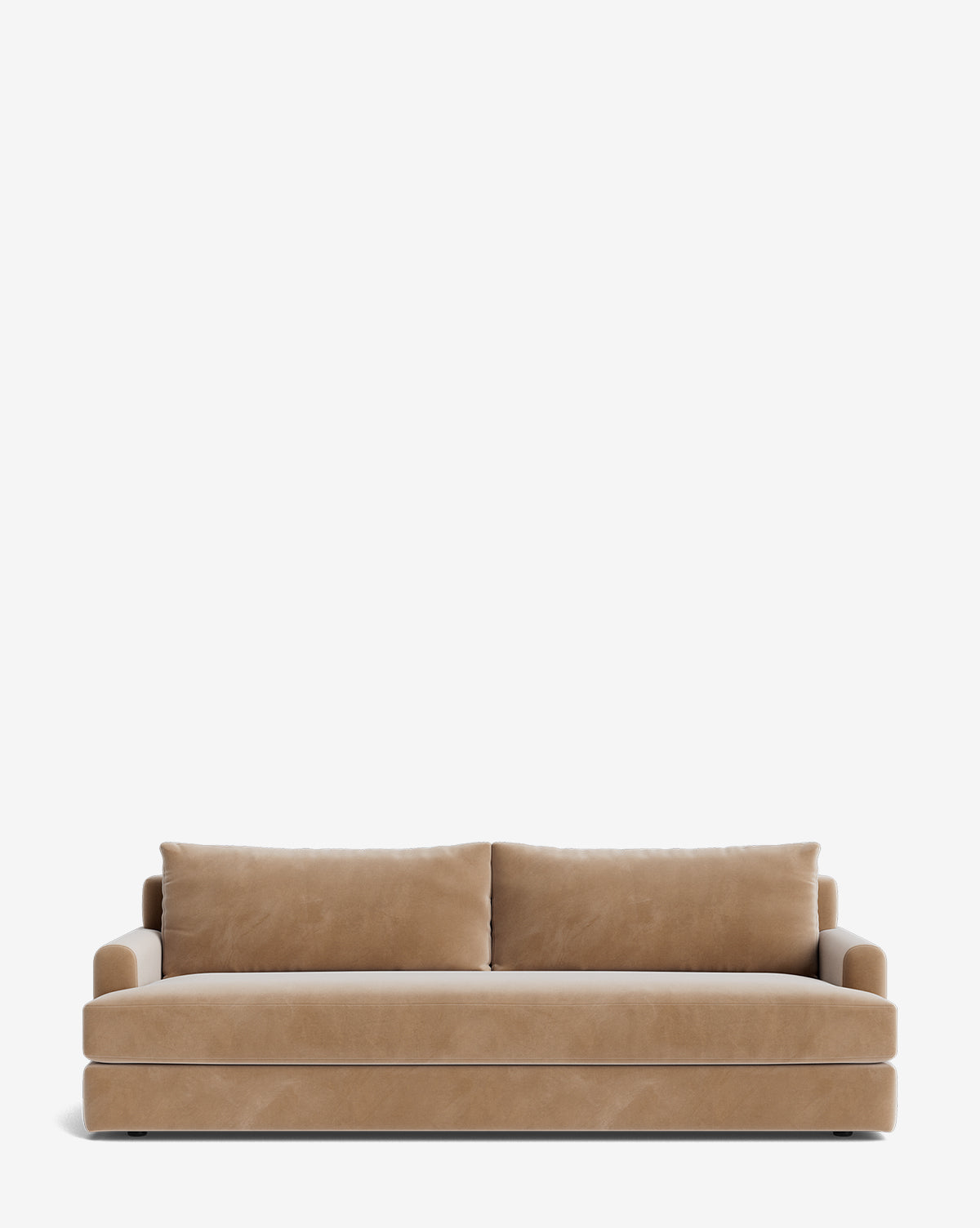 The Winthrop Sofa 90 is a modern made-to-order piece with two seat cushions, large back pillows, and clean minimalist lines, shown against a plain white background, by McGee & Co.