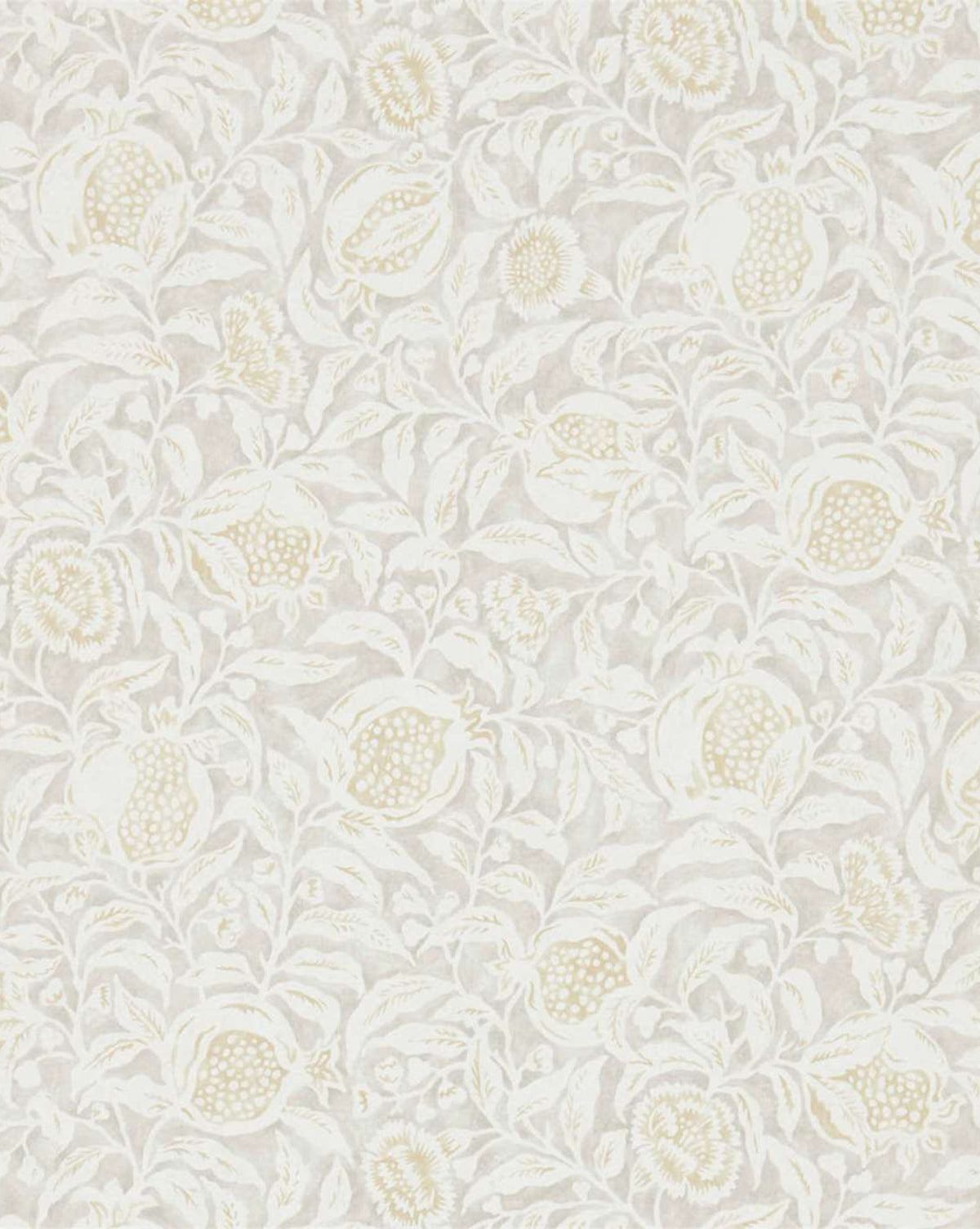 Wallpaper in warm taupe with pomegranate and floral patterns, ideal for cozy, whimsical rooms by McGee & Co.