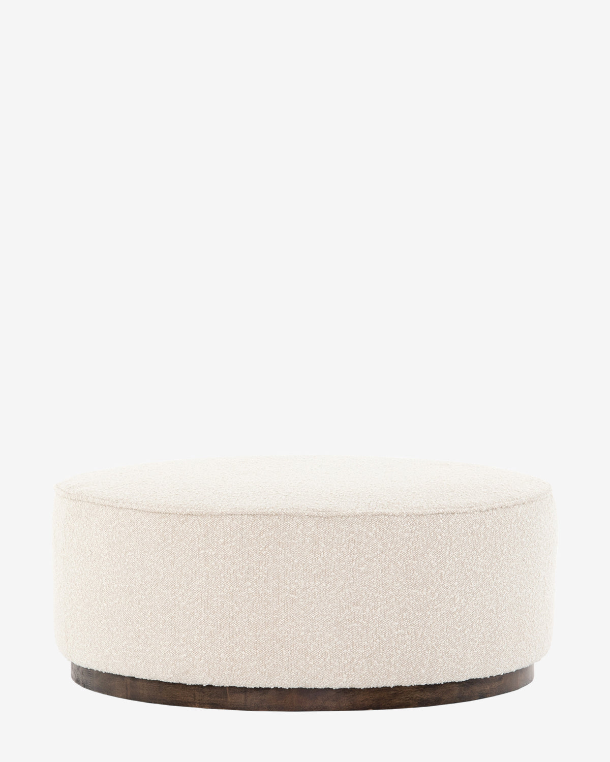 The Dawson Ottoman pairs a sturdy wood base with a cream fabric cushion, offering stylish comfort as an accent piece, by McGee & Co.