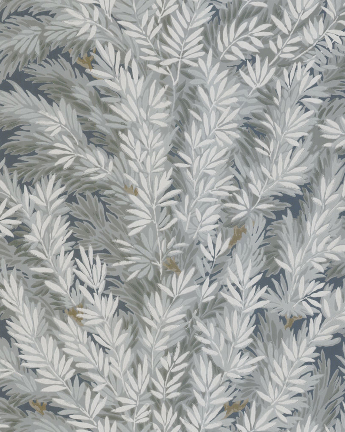 Wallpaper in charcoal tones with a tonal botanical design, offering a comforting and elegant look by McGee & Co.