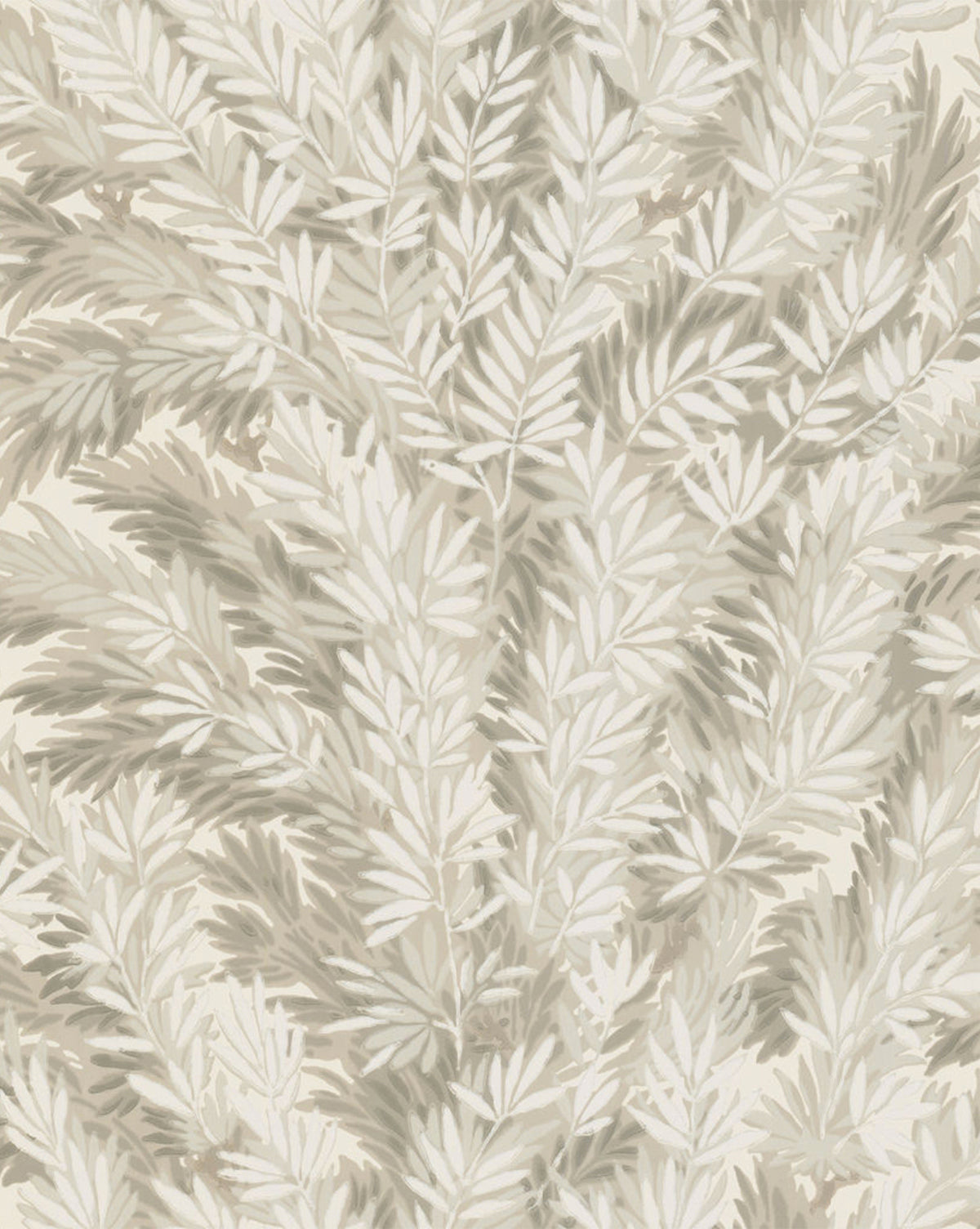 Custom wallpaper in soft stone hues featuring a tonal botanical pattern for a serene, comforting space by McGee & Co.
