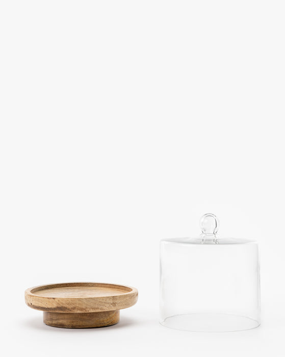 Glass Cloche with Wooden Base