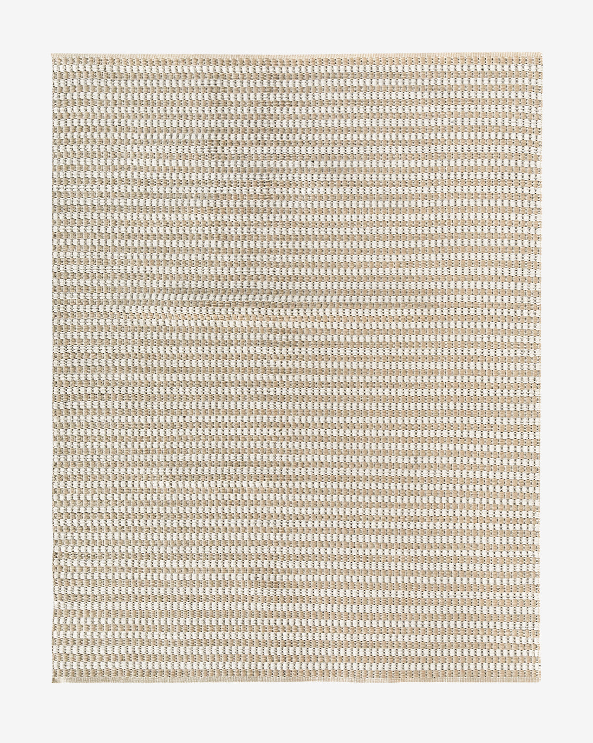 The Granada Handwoven Indoor/Outdoor Rug features a square shape in beige and white with a subtle checkered pattern, by McGee & Co.