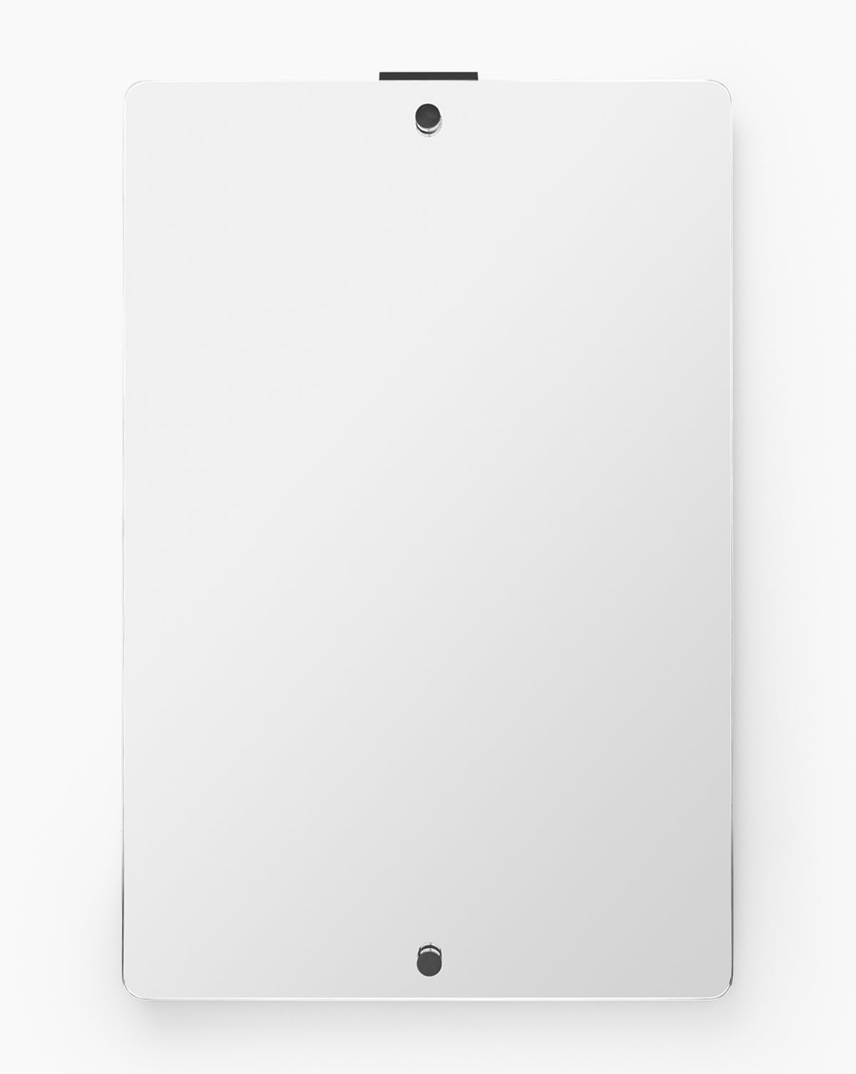 The Jacob Rectangular Mirror features a sleek brass frame with rounded corners and two visible mounting screws at the top and bottom center, displayed against a plain white background by McGee & Co.