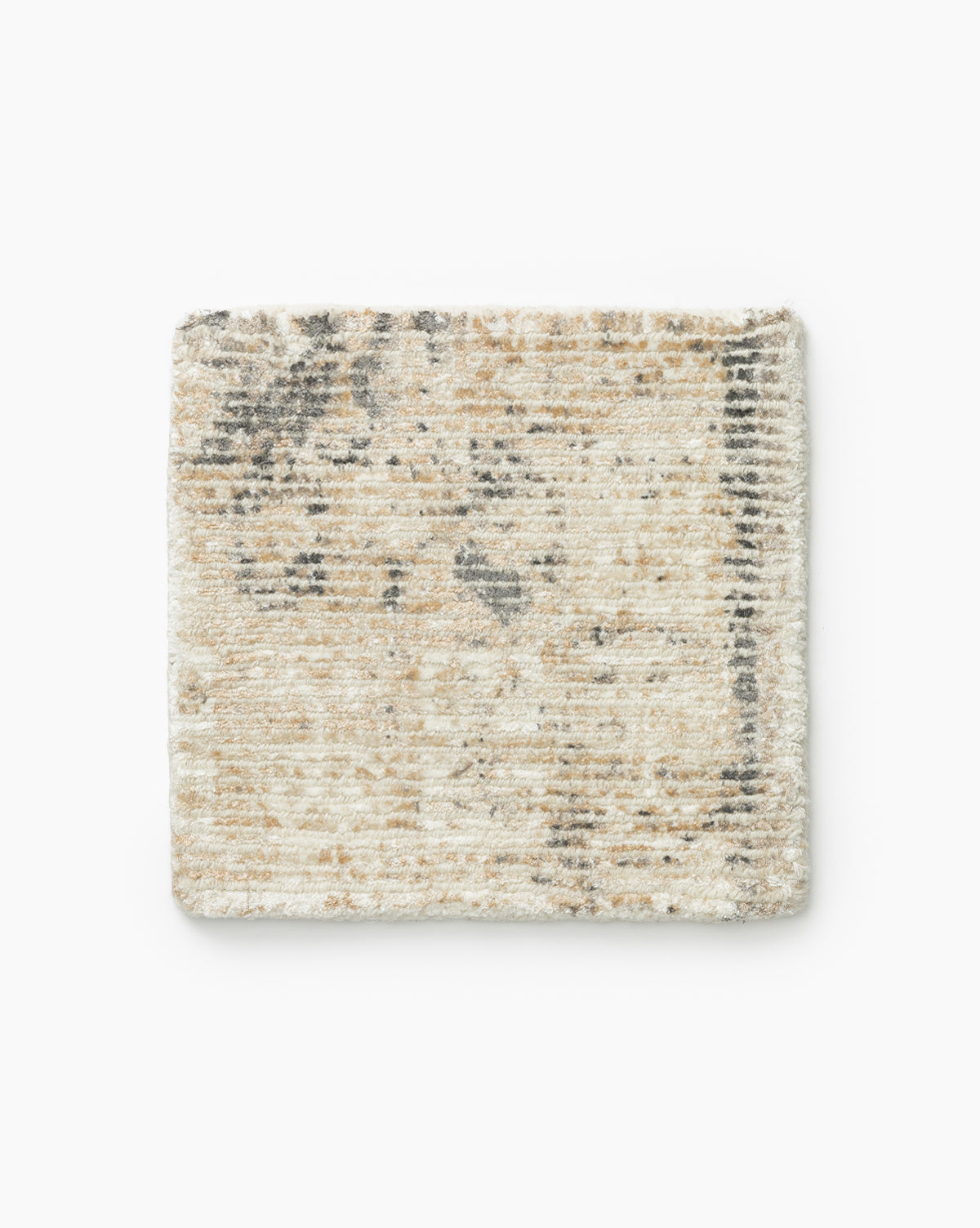 The Selena Hand-Tufted Rug Swatch is a rectangular, plush swatch in beige tones with soft texture, subtle gray and brown linear patterns, shown on a white background by McGee & Co.