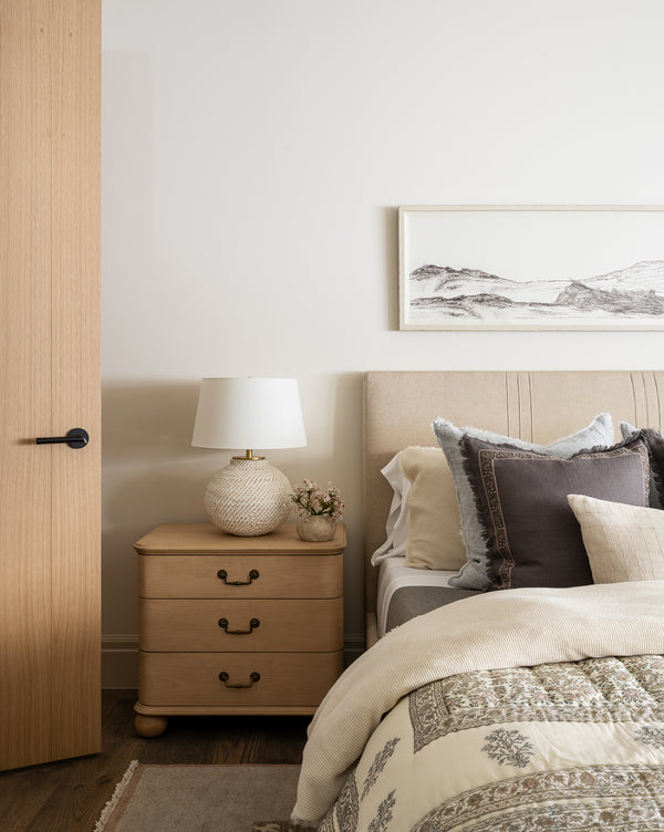  traditional nightstand, brass hardware, bedroom furniture, neutral nightstand 