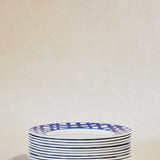 Vintage Blue Checkered Dinner Plates (Set of 10)