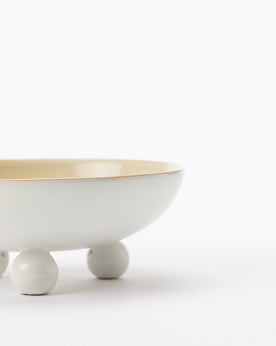 White Ball Footed Bowl