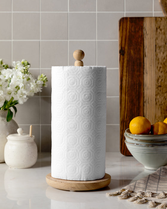 Solid Oak Paper Towel Holder Cresent Wall Mount Design