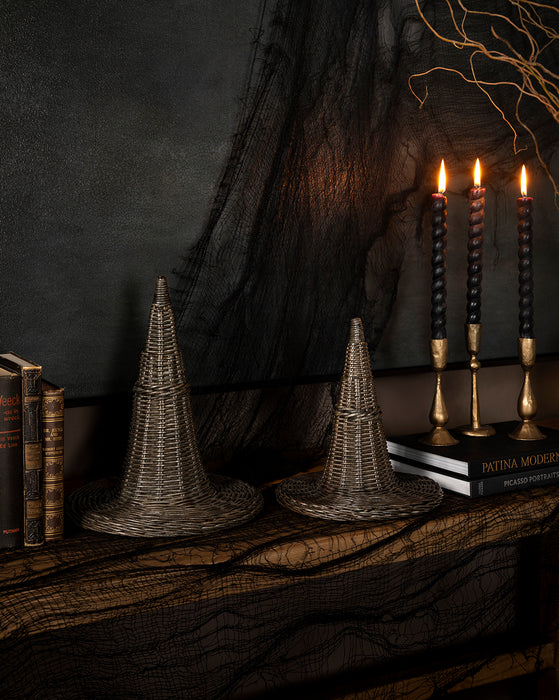 Wicker Witch Hats (Set of 2)