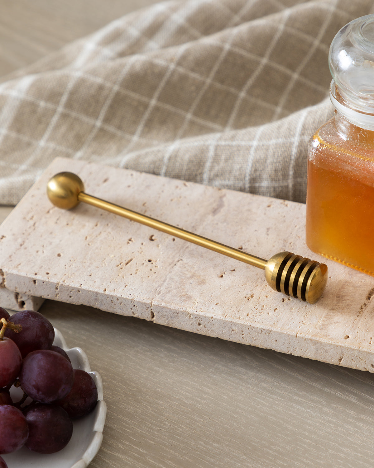 Beige Travertine Footed Serving Board