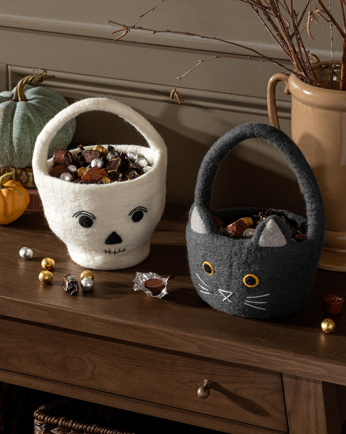 Cat Trick or Treat Felt Basket